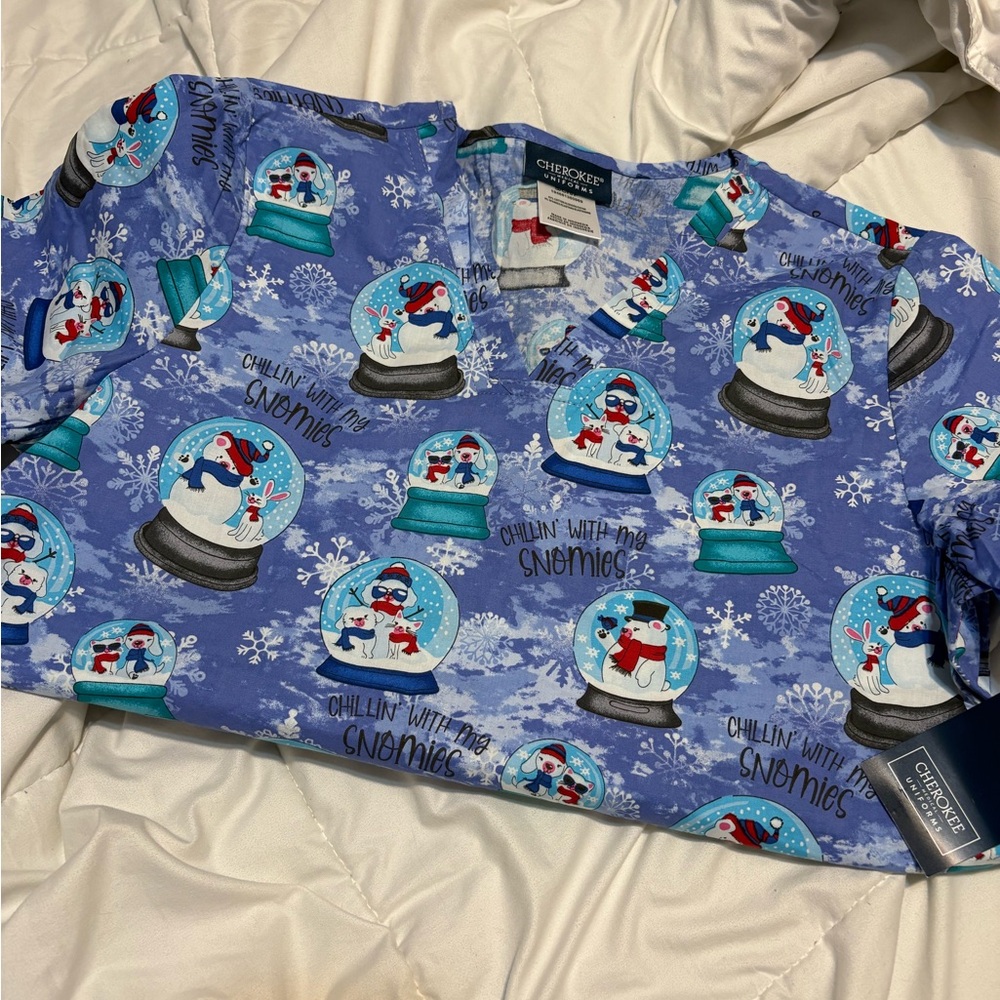 Cherokee Kids Blue Snow Globe Pajama Top